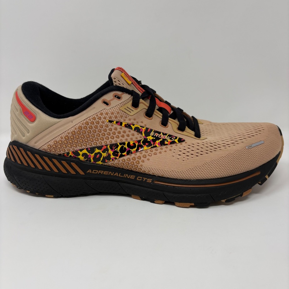 Brooks Adrenaline GTS 22 Womens Size 10 Tan Leopard Running Shoes (1203531B215)